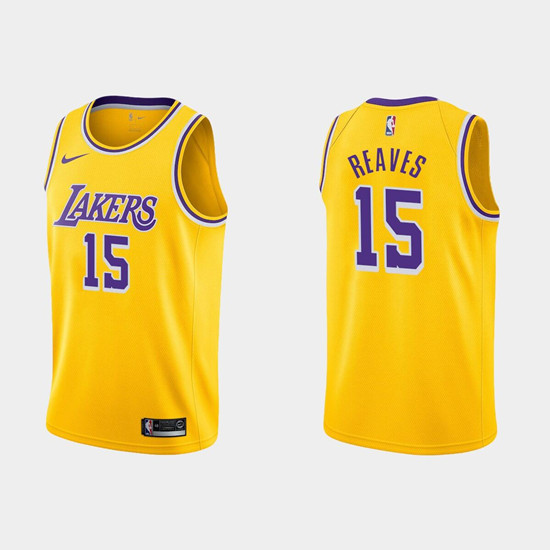 Men's Yellow Los Angeles Lakers #15 Austin Reaves Stitched Jersey